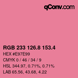 カラーコード: RGB 233 126.8 153.4 | qconv.com