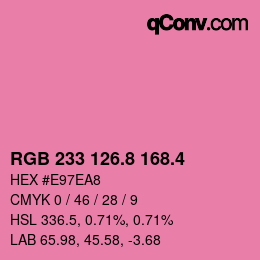 カラーコード: RGB 233 126.8 168.4 | qconv.com
