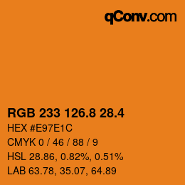 カラーコード: RGB 233 126.8 28.4 | qconv.com