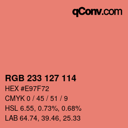 Color code: RGB 233 127 114 | qconv.com