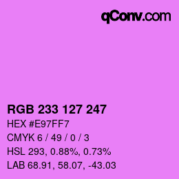 Color code: RGB 233 127 247 | qconv.com