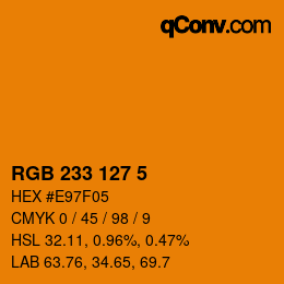 Color code: RGB 233 127 5 | qconv.com