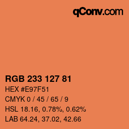 Color code: RGB 233 127 81 | qconv.com