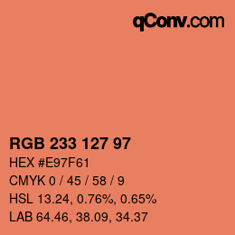 Color code: RGB 233 127 97 | qconv.com