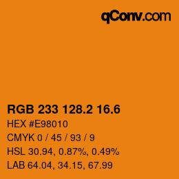 カラーコード: RGB 233 128.2 16.6 | qconv.com