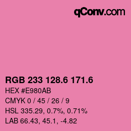 カラーコード: RGB 233 128.6 171.6 | qconv.com