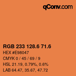 カラーコード: RGB 233 128.6 71.6 | qconv.com