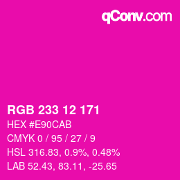 Color code: RGB 233 12 171 | qconv.com