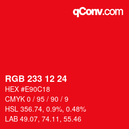Color code: RGB 233 12 24 | qconv.com