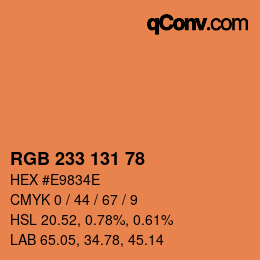 Color code: RGB 233 131 78 | qconv.com