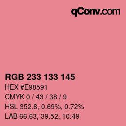 Color code: RGB 233 133 145 | qconv.com