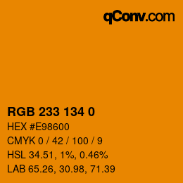 Color code: RGB 233 134 0 | qconv.com