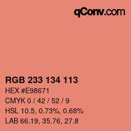 Color code: RGB 233 134 113 | qconv.com