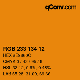 Color code: RGB 233 134 12 | qconv.com