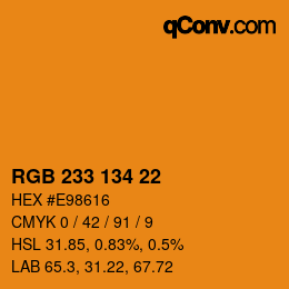 Color code: RGB 233 134 22 | qconv.com