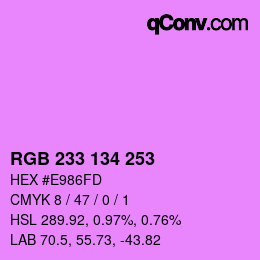 Color code: RGB 233 134 253 | qconv.com