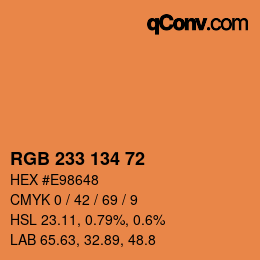 Color code: RGB 233 134 72 | qconv.com