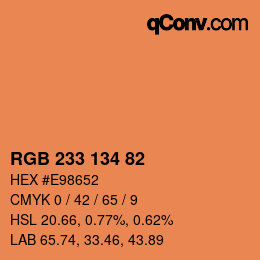 Color code: RGB 233 134 82 | qconv.com