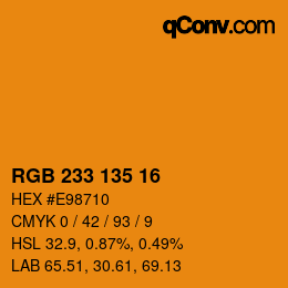 Color code: RGB 233 135 16 | qconv.com