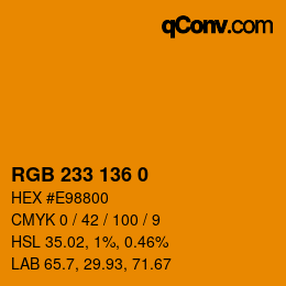 カラーコード: RGB 233 136 0 | qconv.com