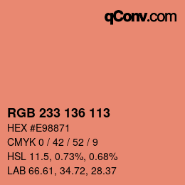 Color code: RGB 233 136 113 | qconv.com