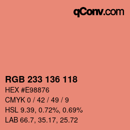 Color code: RGB 233 136 118 | qconv.com