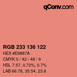 Color code: RGB 233 136 122 | qconv.com