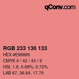 Color code: RGB 233 136 133 | qconv.com