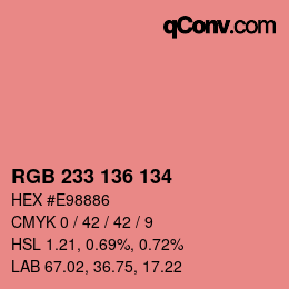 Color code: RGB 233 136 134 | qconv.com