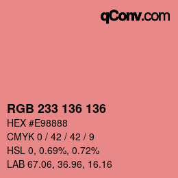 Color code: RGB 233 136 136 | qconv.com