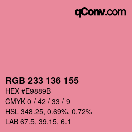 Color code: RGB 233 136 155 | qconv.com