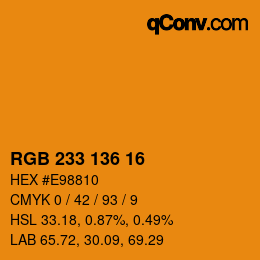 Color code: RGB 233 136 16 | qconv.com