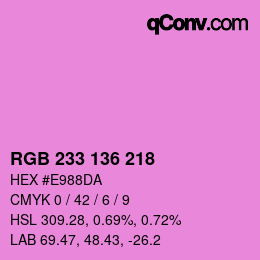 Color code: RGB 233 136 218 | qconv.com