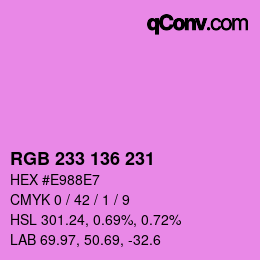 Farbcode: RGB 233 136 231 | qconv.com