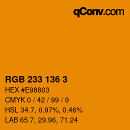 カラーコード: RGB 233 136 3 | qconv.com