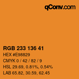 Color code: RGB 233 136 41 | qconv.com