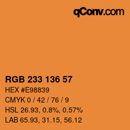 Color code: RGB 233 136 57 | qconv.com