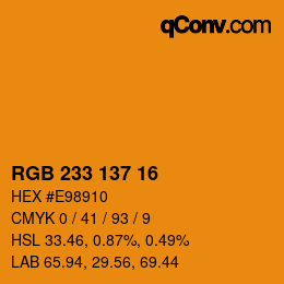 Color code: RGB 233 137 16 | qconv.com