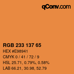 Color code: RGB 233 137 65 | qconv.com