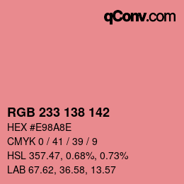 Color code: RGB 233 138 142 | qconv.com