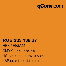 Color code: RGB 233 138 37 | qconv.com