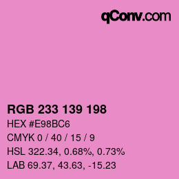 Color code: RGB 233 139 198 | qconv.com
