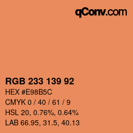 カラーコード: RGB 233 139 92 | qconv.com