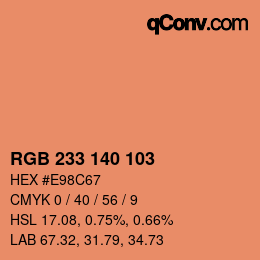 カラーコード: RGB 233 140 103 | qconv.com