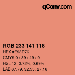 Color code: RGB 233 141 118 | qconv.com