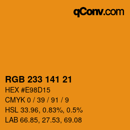 Color code: RGB 233 141 21 | qconv.com