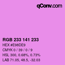 Color code: RGB 233 141 233 | qconv.com