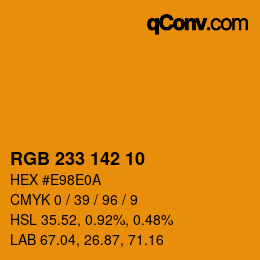 Color code: RGB 233 142 10 | qconv.com