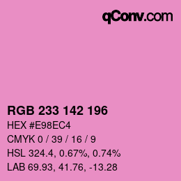 Color code: RGB 233 142 196 | qconv.com