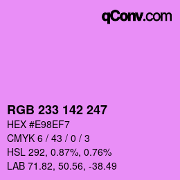 Color code: RGB 233 142 247 | qconv.com